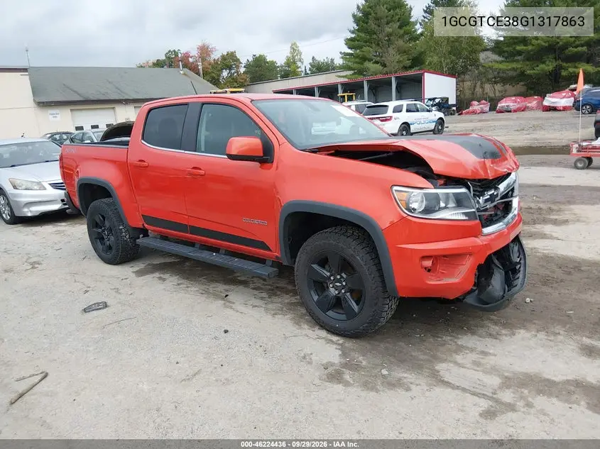 CHEVROLET COLORADO 2016, VIN 1GCGTCE38G1317863
