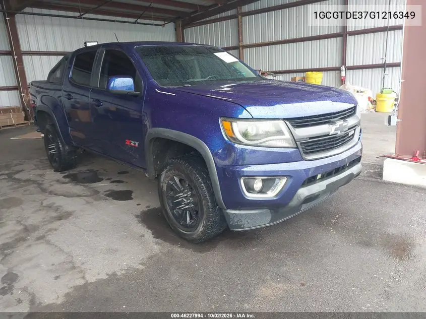 CHEVROLET COLORADO 2016, VIN 1GCGTDE37G1216349