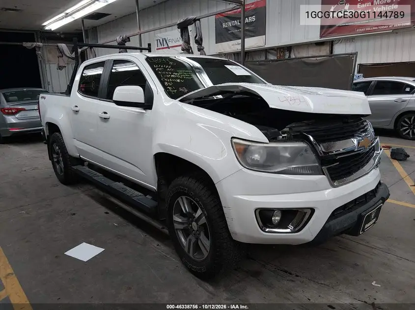 CHEVROLET COLORADO 2016, VIN 1GCGTCE30G1144789