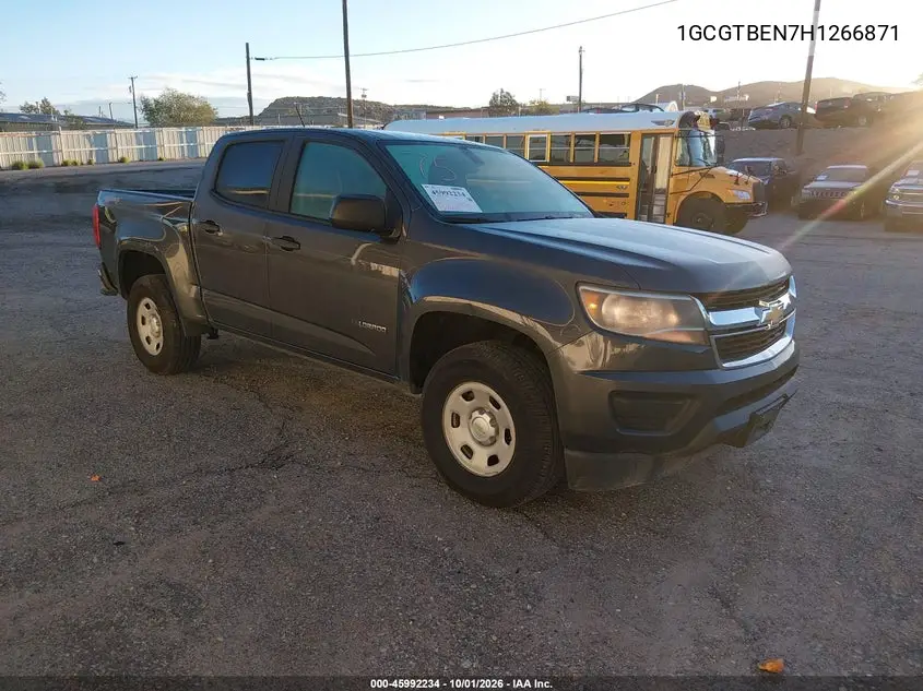 CHEVROLET COLORADO 2017, VIN 1GCGTBEN7H1266871
