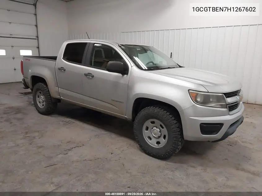 CHEVROLET COLORADO 2017, VIN 1GCGTBEN7H1267602