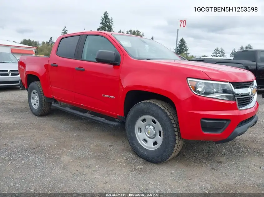 CHEVROLET COLORADO 2017, VIN 1GCGTBEN5H1253598