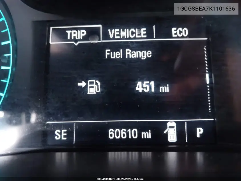 2019 CHEVROLET COLORADO VIN 1GCGSBEA7K1101636 — фото 20
