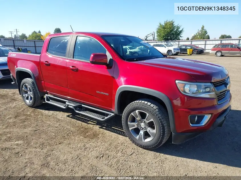 CHEVROLET COLORADO 2019, VIN 1GCGTDEN9K1348345