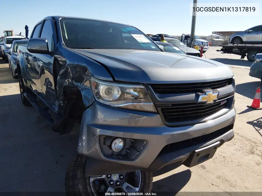 CHEVROLET COLORADO 2019, VIN 1GCGSDEN1K1317819