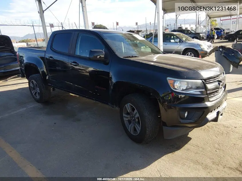 CHEVROLET COLORADO 2019, VIN 1GCGSCEN3K1231468