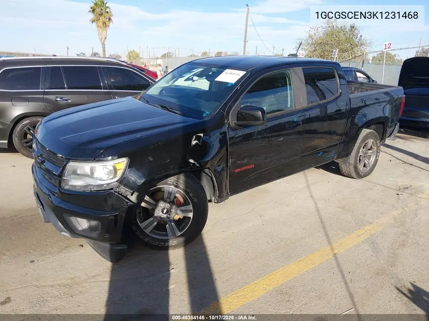 2019 CHEVROLET COLORADO VIN 1GCGSCEN3K1231468 — фото 2