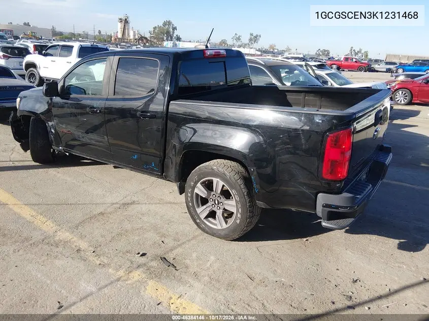 2019 CHEVROLET COLORADO VIN 1GCGSCEN3K1231468 — фото 3