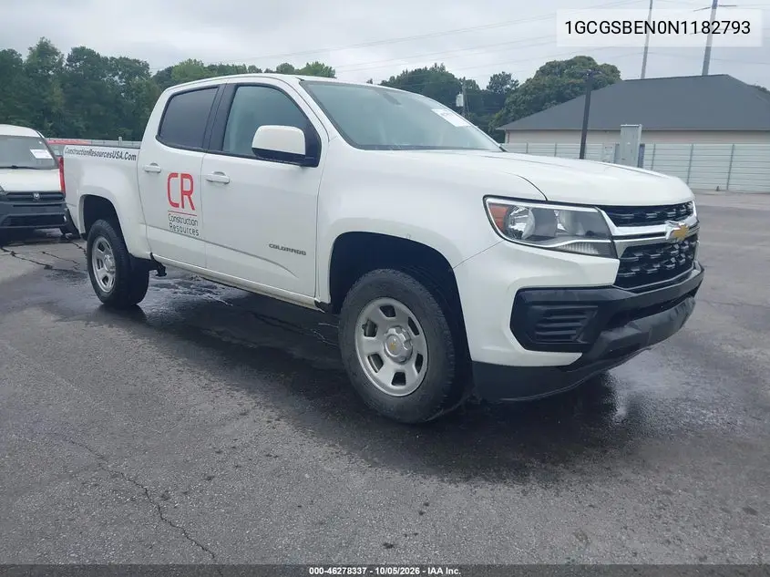 CHEVROLET COLORADO 2022, VIN 1GCGSBEN0N1182793