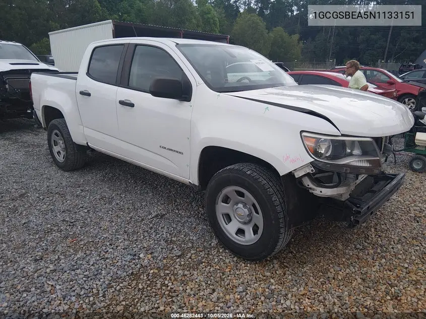 CHEVROLET COLORADO 2022, VIN 1GCGSBEA5N1133151