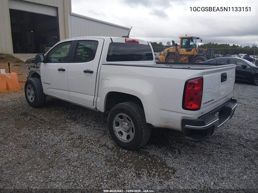 2022 CHEVROLET COLORADO VIN 1GCGSBEA5N1133151 — фото 3
