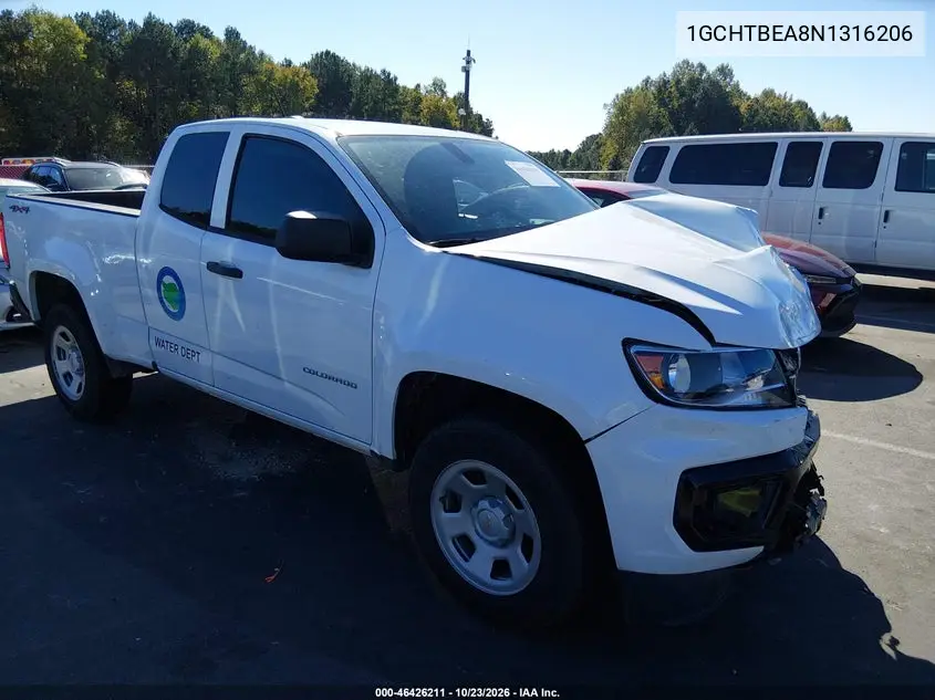 CHEVROLET COLORADO 2022, VIN 1GCHTBEA8N1316206