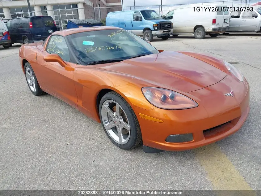 CHEVROLET CORVETTE 2007, VIN 1G1YY26U575136793
