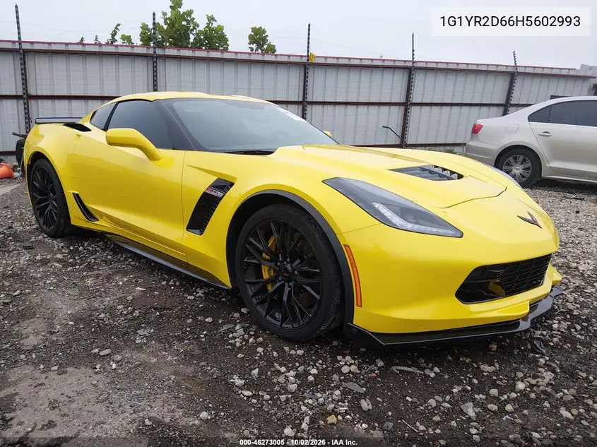 CHEVROLET CORVETTE 2017, VIN 1G1YR2D66H5602993