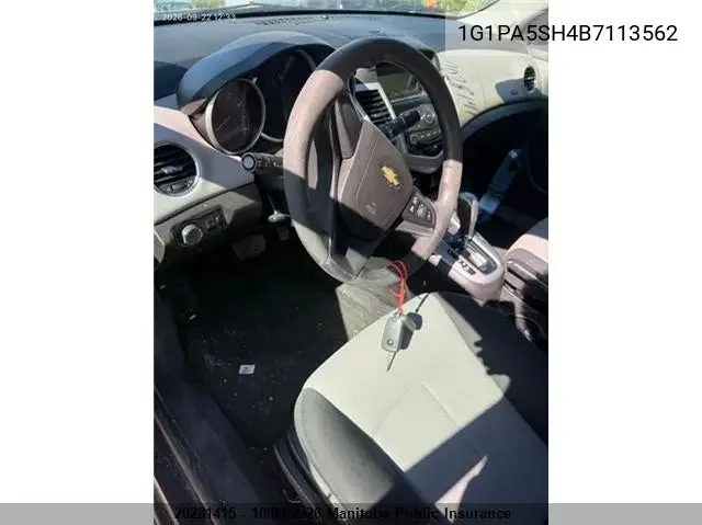 CHEVROLET CRUZE 2011, VIN 1G1PA5SH4B7113562
