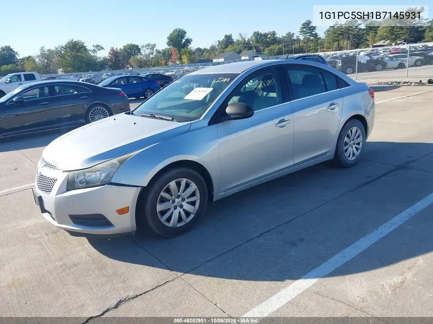 2011 CHEVROLET CRUZE VIN 1G1PC5SH1B7145931 — фото 2