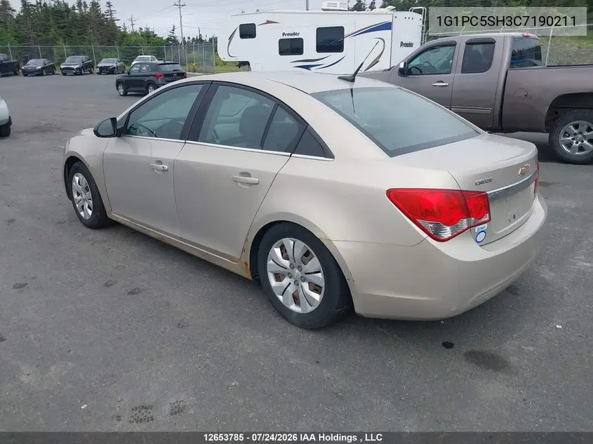 2012 CHEVROLET CRUZE VIN 1G1PC5SH3C7190211 — фото 3