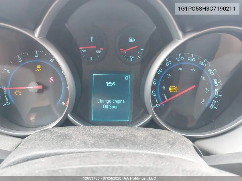 2012 CHEVROLET CRUZE VIN 1G1PC5SH3C7190211 — фото 7