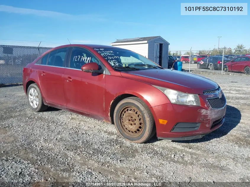 CHEVROLET CRUZE 2012, VIN 1G1PF5SC8C7310192
