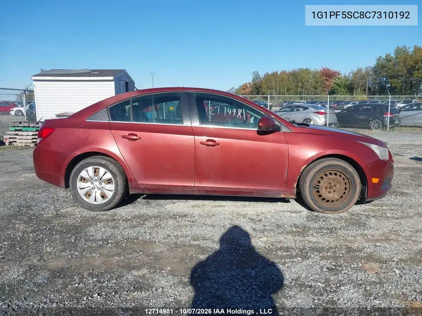 2012 CHEVROLET CRUZE VIN 1G1PF5SC8C7310192 — фото 14