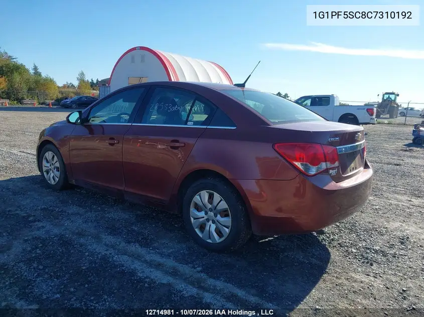 2012 CHEVROLET CRUZE VIN 1G1PF5SC8C7310192 — фото 3