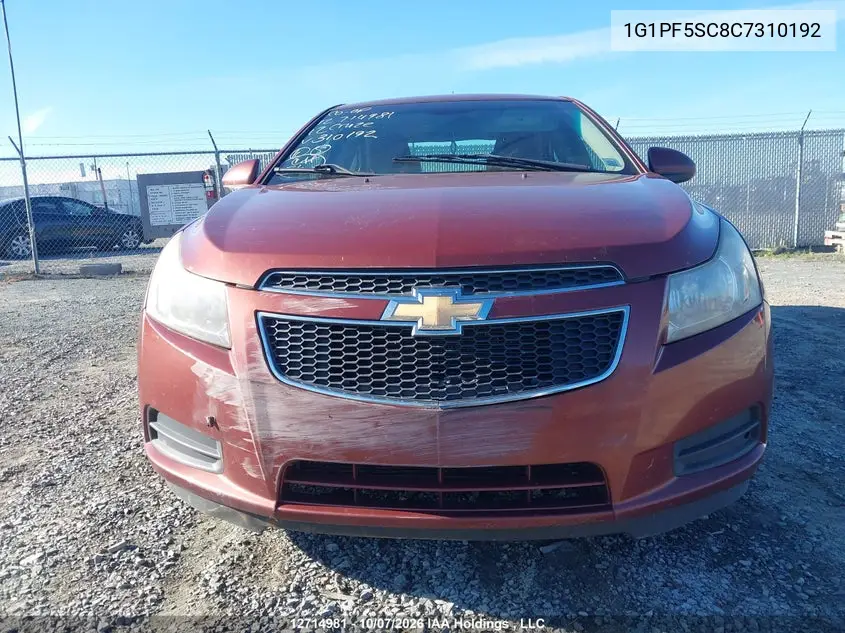 2012 CHEVROLET CRUZE VIN 1G1PF5SC8C7310192 — фото 6
