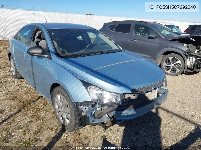 CHEVROLET CRUZE 2012, VIN 1G1PC5SH5C7292240
