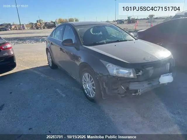 CHEVROLET CRUZE 2012, VIN 1G1PJ5SC4C7151704