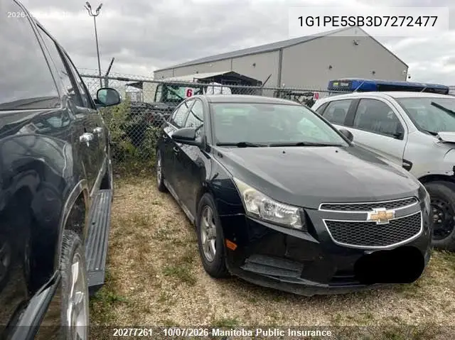 CHEVROLET CRUZE 2013, VIN 1G1PE5SB3D7272477