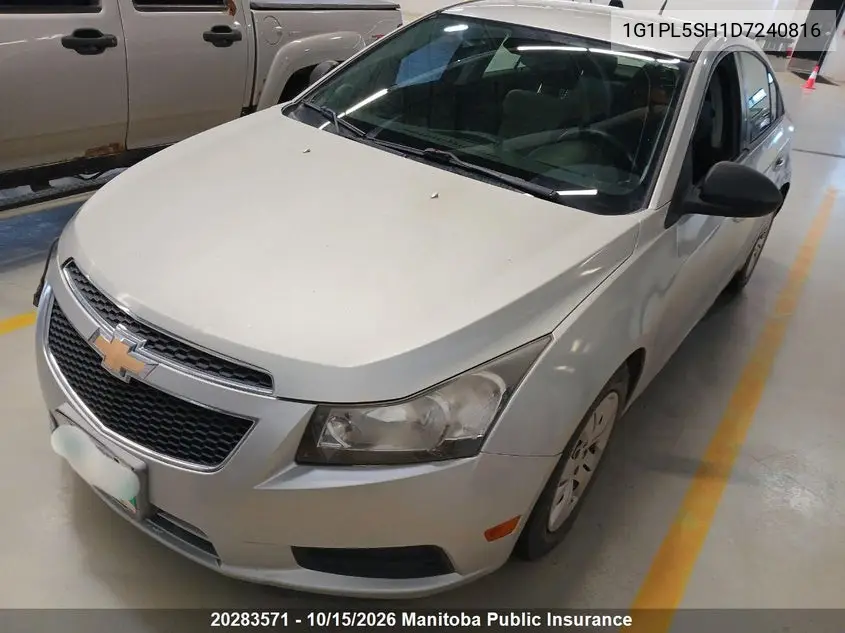 2013 CHEVROLET CRUZE VIN 1G1PL5SH1D7240816 — фото 2