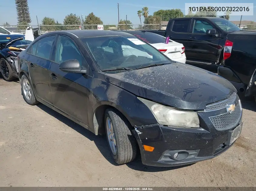 CHEVROLET CRUZE 2013, VIN 1G1PA5SG0D7322016