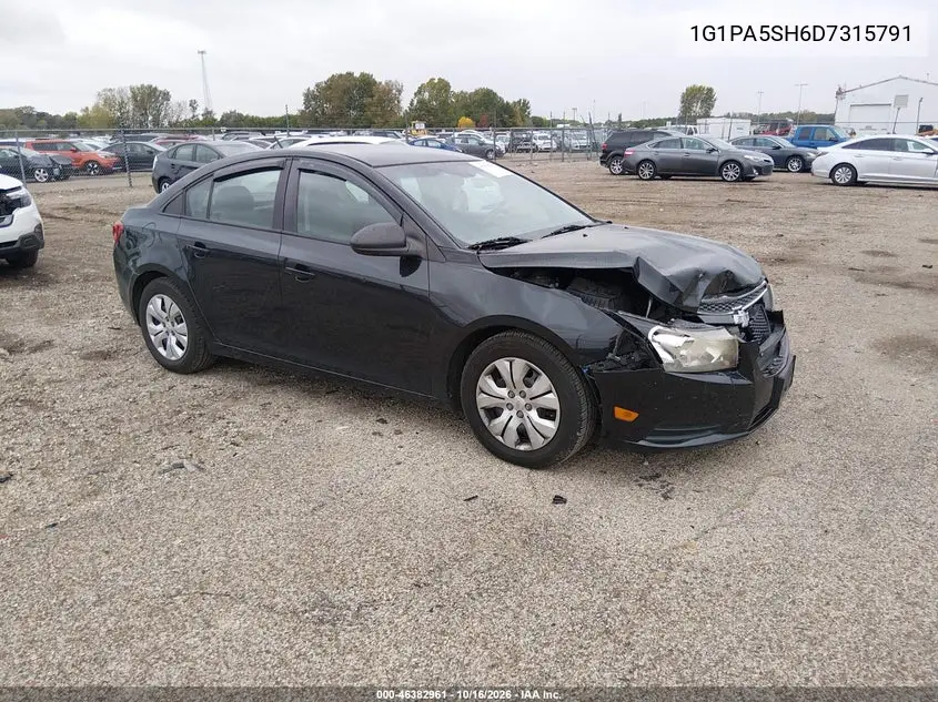 CHEVROLET CRUZE 2013, VIN 1G1PA5SH6D7315791