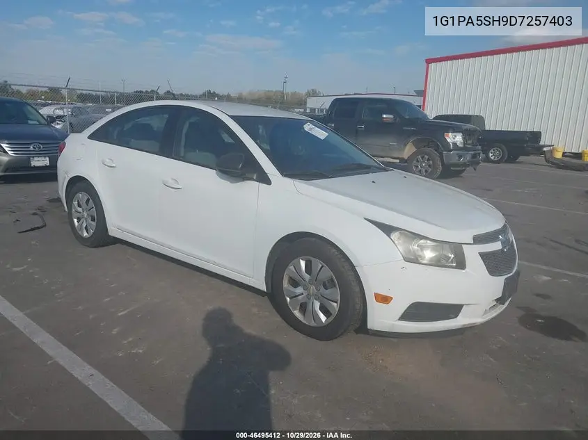 CHEVROLET CRUZE 2013, VIN 1G1PA5SH9D7257403