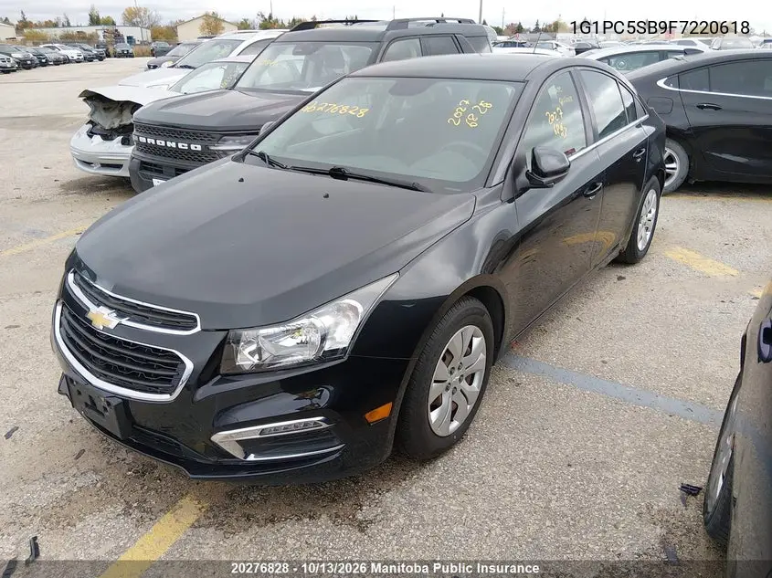 2015 CHEVROLET CRUZE VIN 1G1PC5SB9F7220618 — фото 2