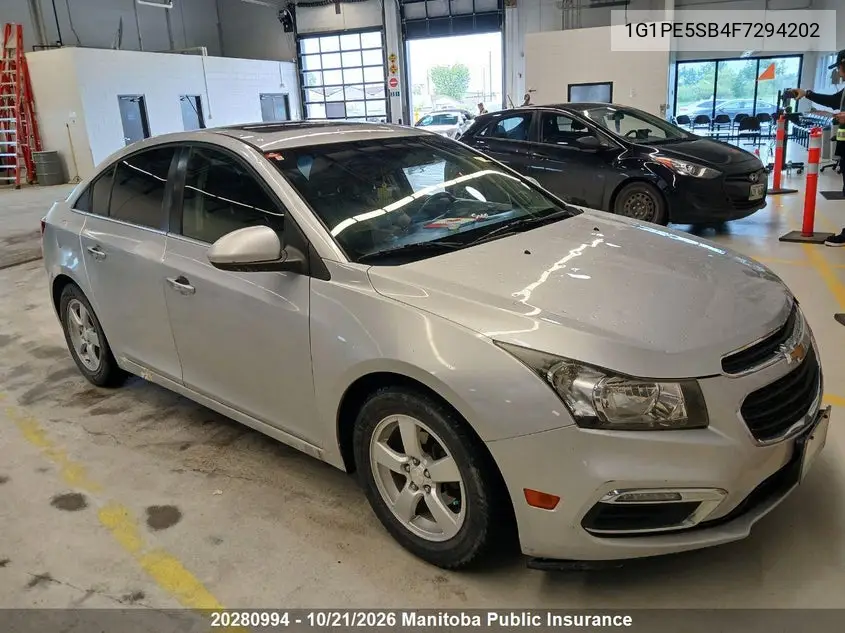 CHEVROLET CRUZE 2015, VIN 1G1PE5SB4F7294202