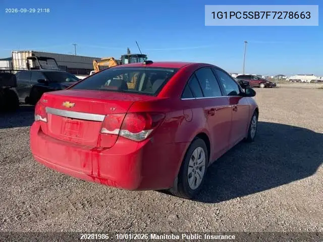 2015 CHEVROLET CRUZE VIN 1G1PC5SB7F7278663 — фото 3