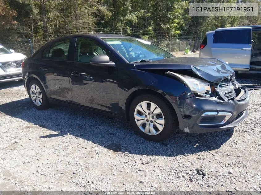 CHEVROLET CRUZE 2015, VIN 1G1PA5SH1F7191951