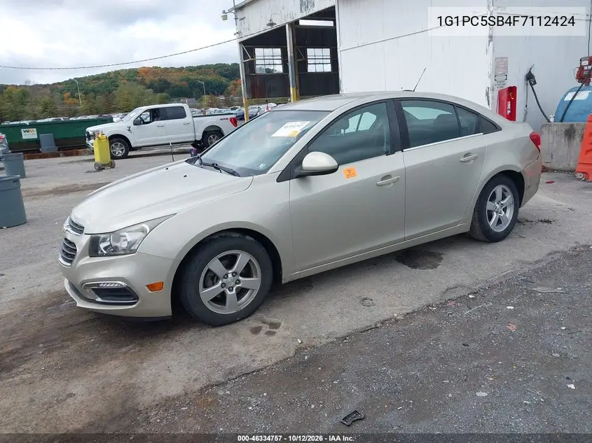 2015 CHEVROLET CRUZE VIN 1G1PC5SB4F7112424 — фото 2