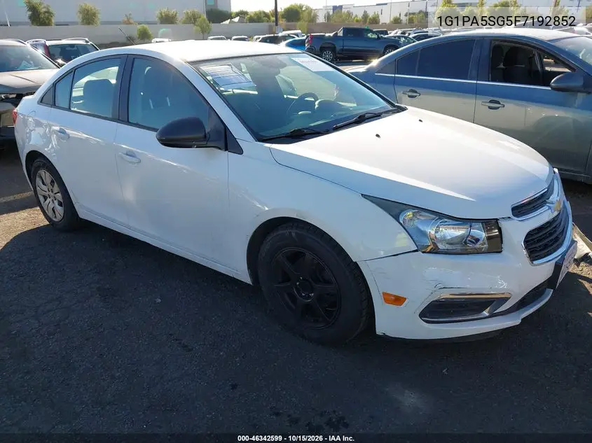 CHEVROLET CRUZE 2015, VIN 1G1PA5SG5F7192852