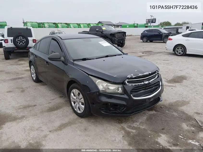 CHEVROLET CRUZE 2015, VIN 1G1PA5SH7F7228436