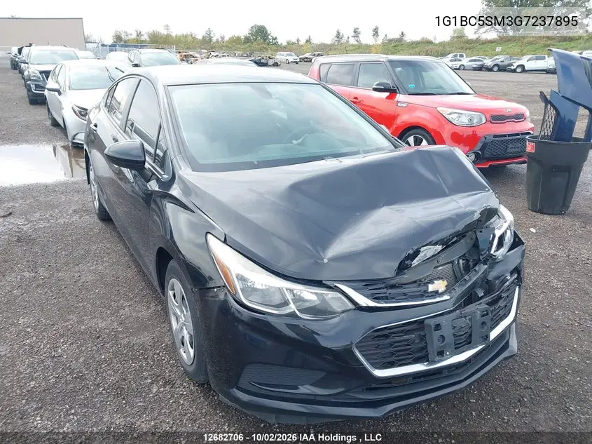 CHEVROLET CRUZE 2016, VIN 1G1BC5SM3G7237895