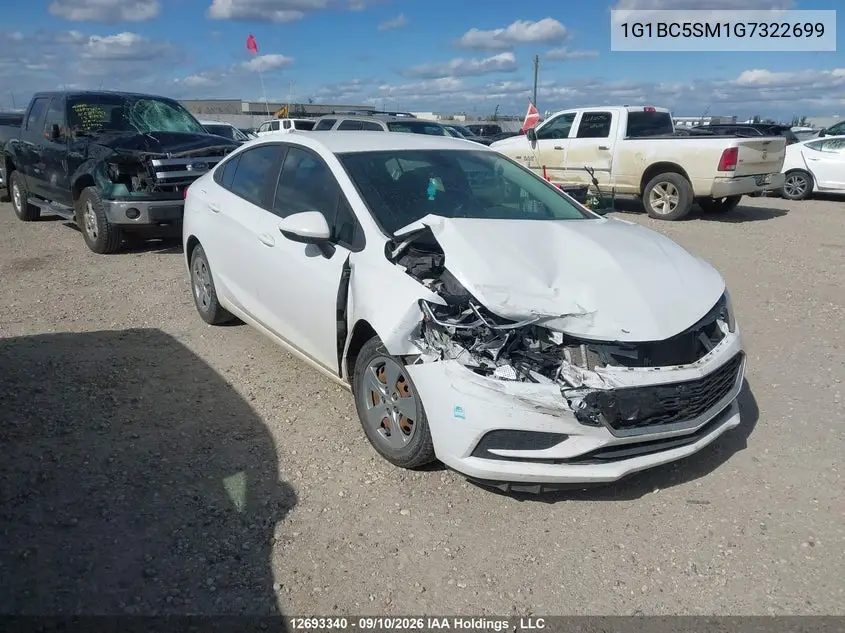 CHEVROLET CRUZE 2016, VIN 1G1BC5SM1G7322699