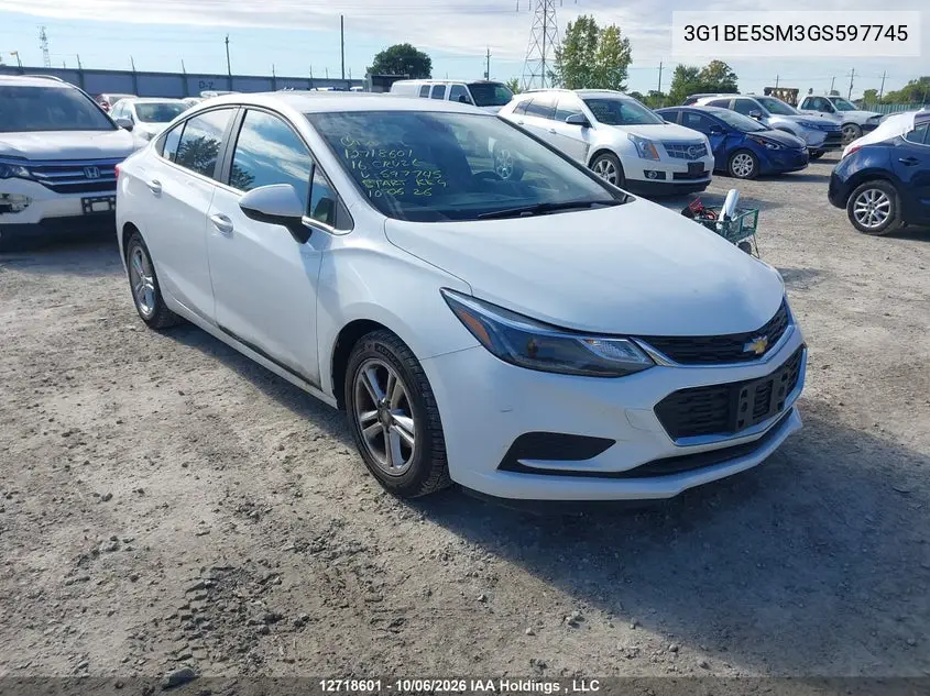 CHEVROLET CRUZE 2016, VIN 3G1BE5SM3GS597745