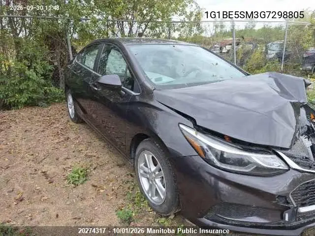 CHEVROLET CRUZE 2016, VIN 1G1BE5SM3G7298805