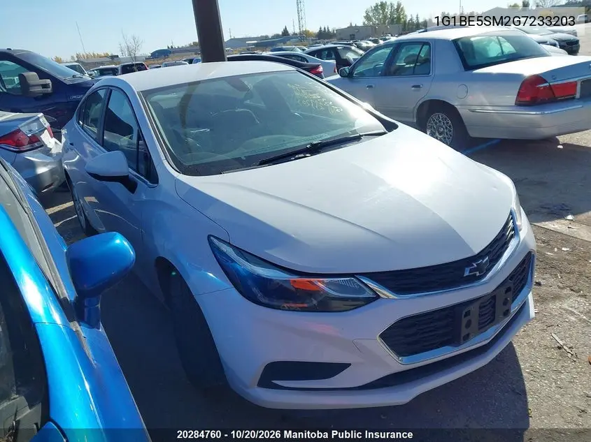 CHEVROLET CRUZE 2016, VIN 1G1BE5SM2G7233203