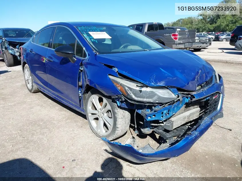 CHEVROLET CRUZE 2016, VIN 1G1BG5SM5G7233920