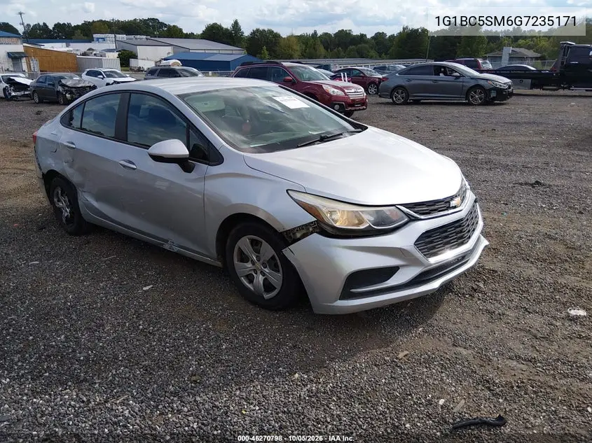 CHEVROLET CRUZE 2016, VIN 1G1BC5SM6G7235171