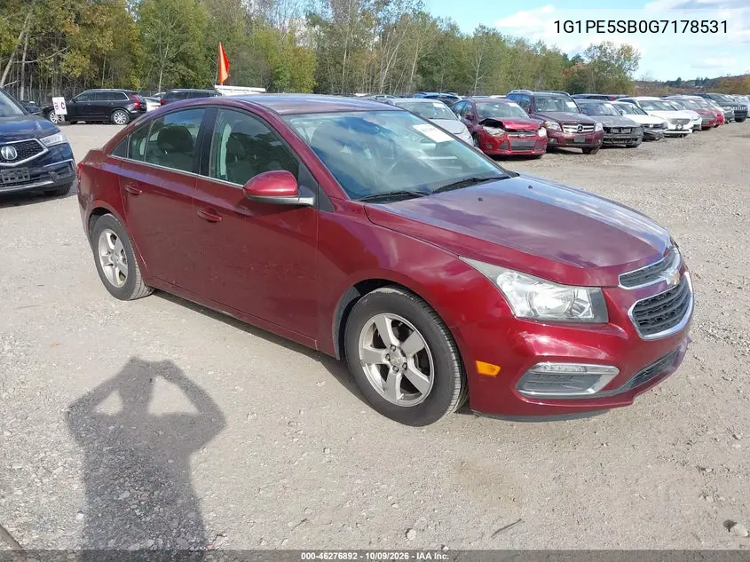 CHEVROLET CRUZE 2016, VIN 1G1PE5SB0G7178531