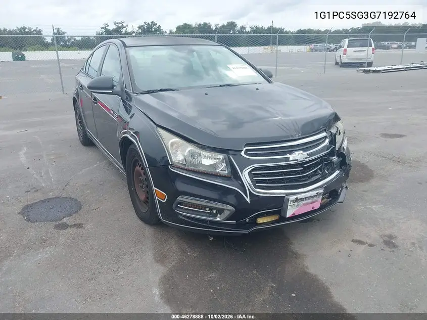 CHEVROLET CRUZE 2016, VIN 1G1PC5SG3G7192764
