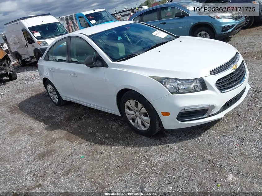 CHEVROLET CRUZE 2016, VIN 1G1PC5SG2G7171775